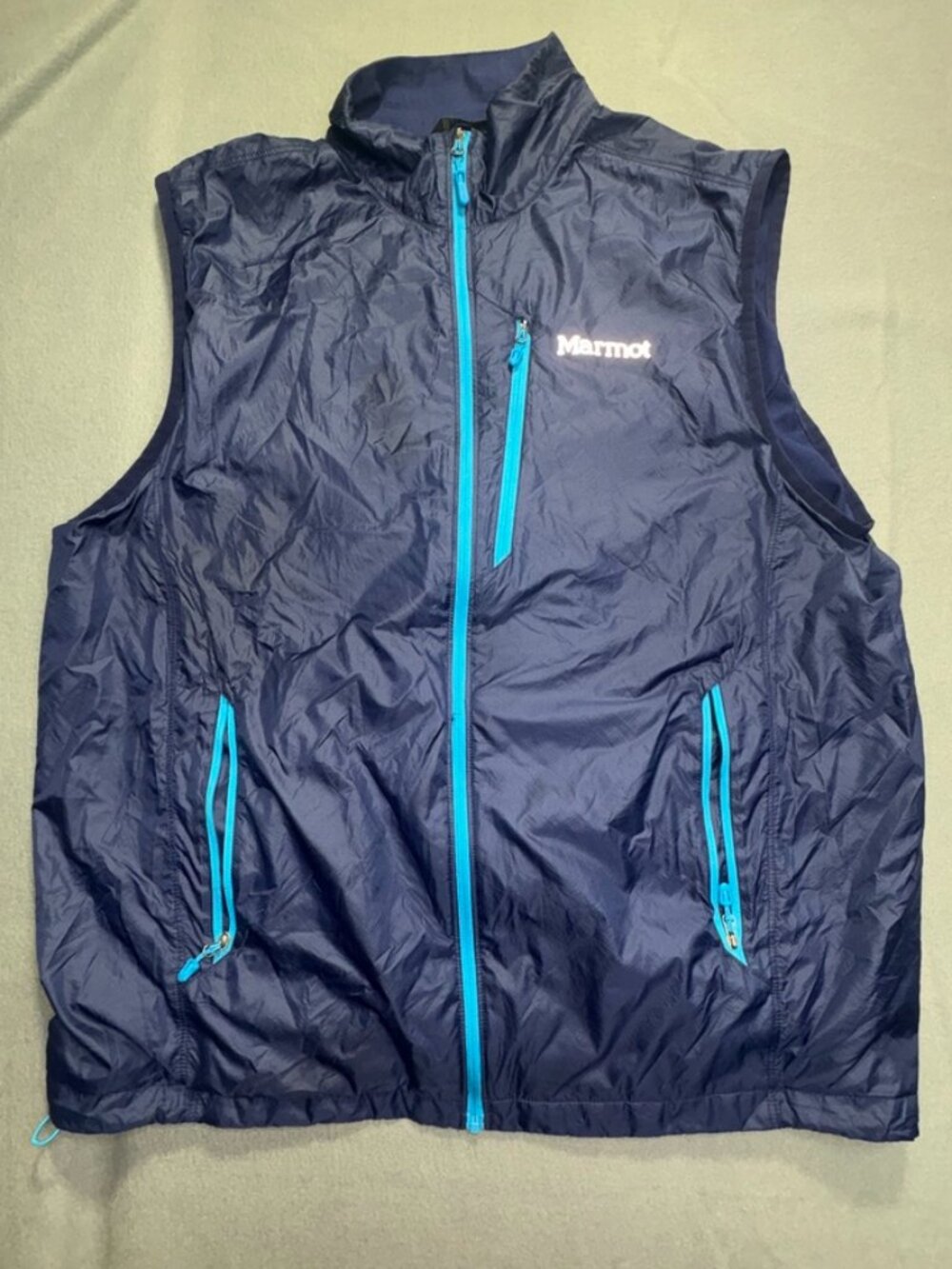 Marmot Ether DriClime Vest Men's XL Full-Zip Wind/Water Resistant Outdoor Blue